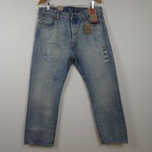 Levi's 501 Jeans Men's Size 36x29 Blue Denim 150 Anniversary Peace Sign